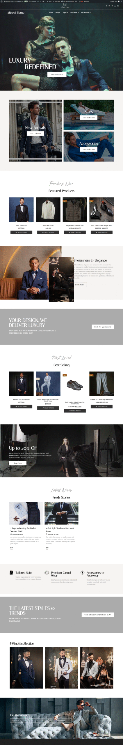 Minotti Uomo website