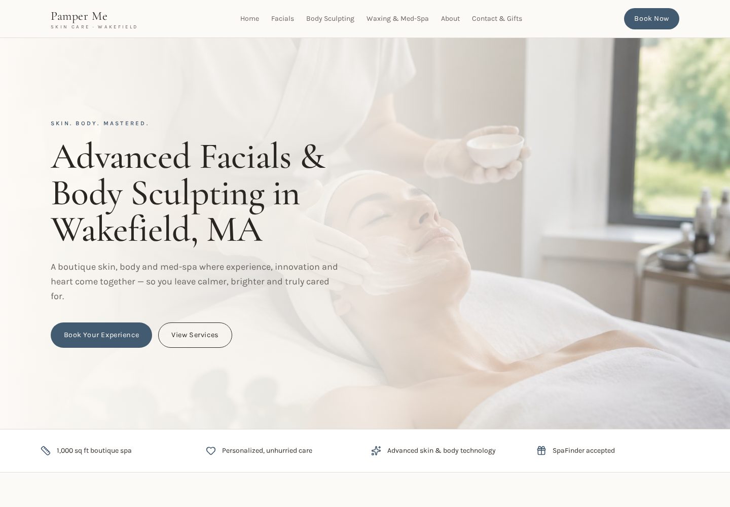 Pamper Me Skincare website