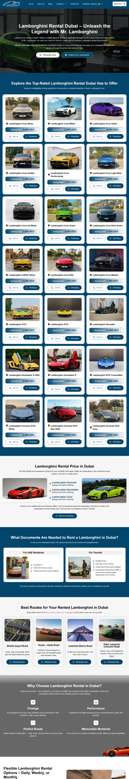 Lamborghini Rental AE website